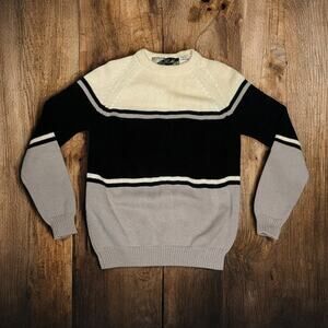 Vintage Colin St. Marx Acrylic Colorblock Sweater Cream Gray Black Women’s 16/18